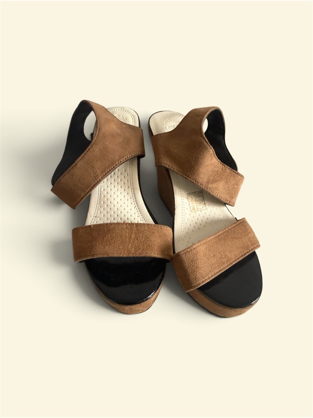 Women's Tan Suede Two-Strap Comfort Sandals
